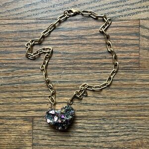 Heart druzy agate crystal necklace